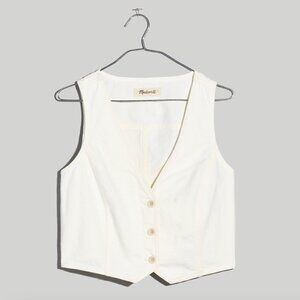 Madewell Katrina Denim Crop Vest Top in Tile White